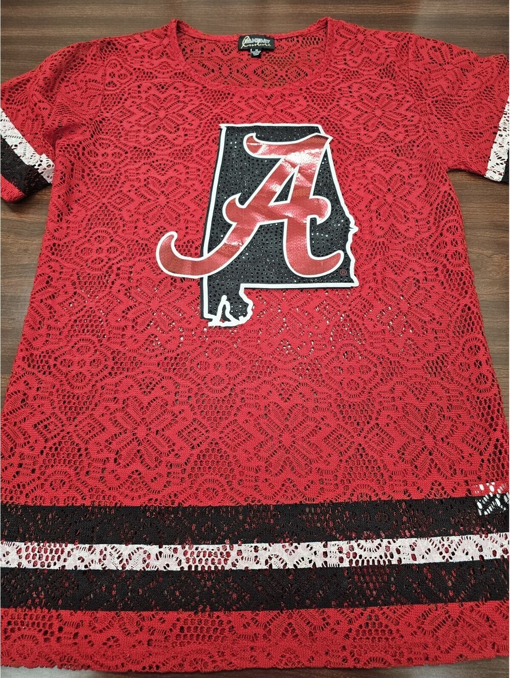 Gameday Couture Alabama Crimson Tide Red Lace Jersey Top Medium Tailgate Chic
